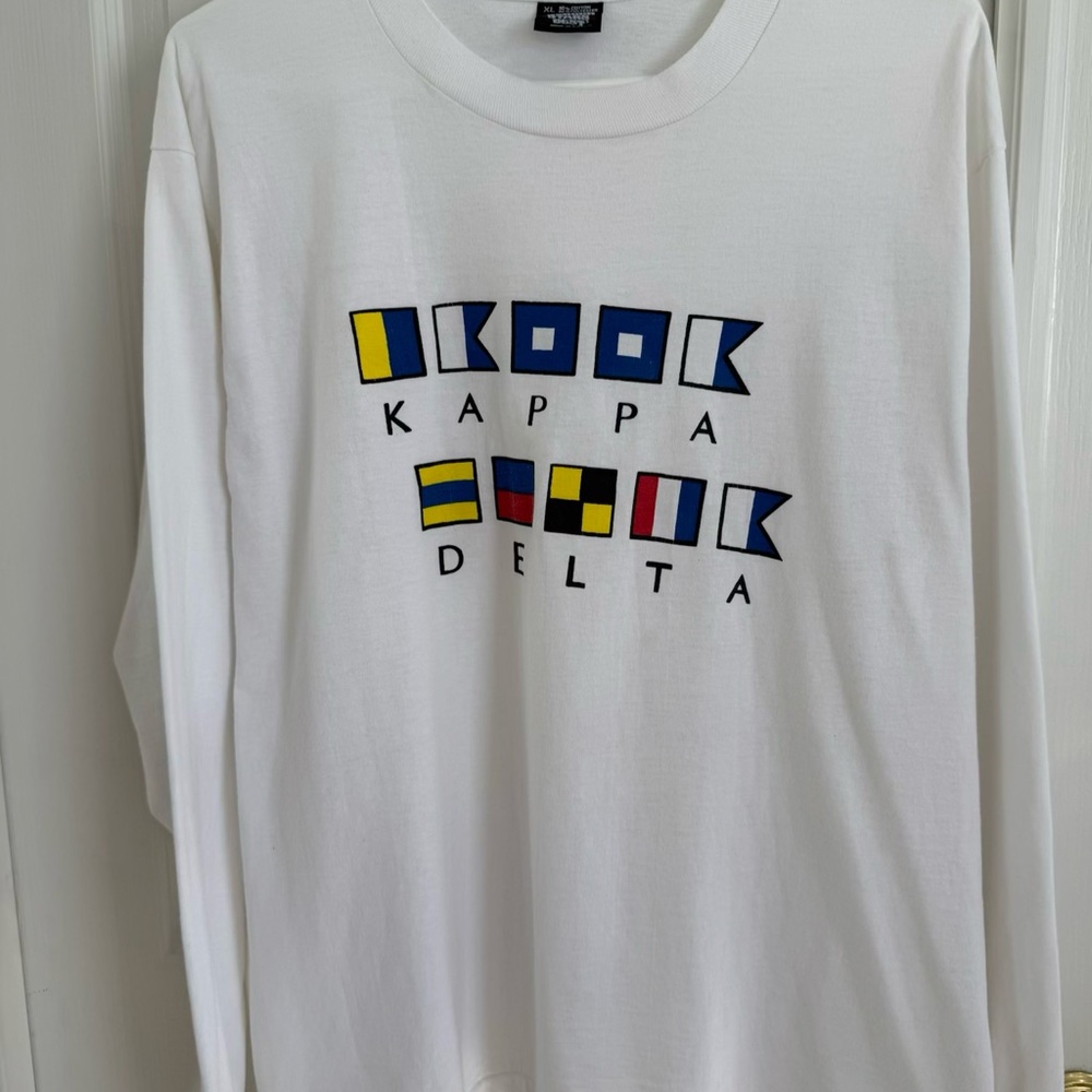 Vtg 90s Kappa Delta Sorority Shirt XL women's Nautical Signal Flag USA